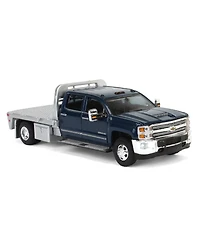1/64 2016 Silverado 3500 Flatbed Dually Truck, Blue Exclusive Greenlight