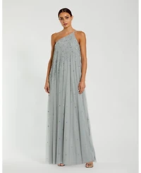 Mac Duggal Women's One Shoulder Embellished Trapeze A Line Gown