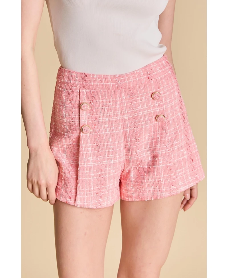 endless rose Women's High Waist Tweed Shorts