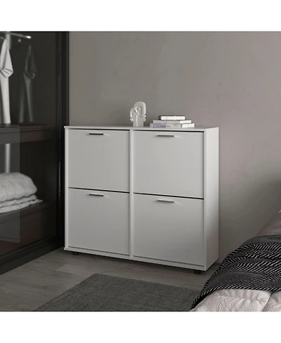 Nutrioso Tilt-Out Shoe Storage Cabinet with Multiple Compartments and Modern Desig, White