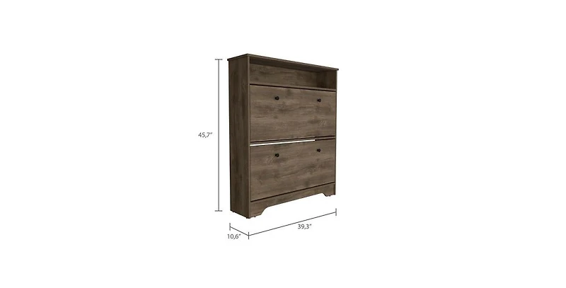 Wayne Shoe Rack 46" H, One Open Storage Shelf, Two Internal Drawers, Doors