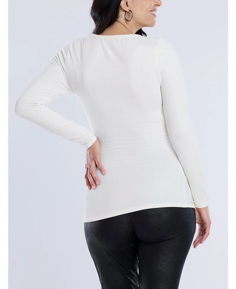 Motherhood Maternity Square Neck Rib Knit Long Sleeve Tee