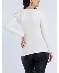 Motherhood Maternity Square Neck Rib Knit Long Sleeve Tee