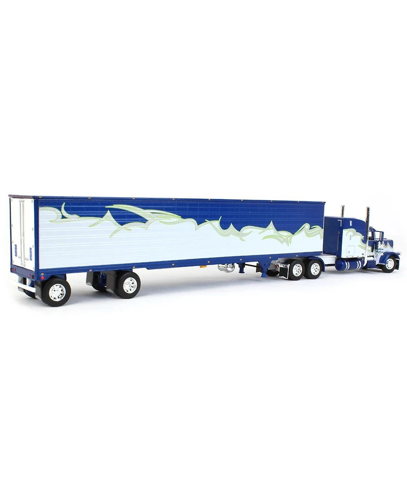First Gear Dcp 1/64 Peterbilt 389 63" Mid Roof Sleeper w/ Utility Ribbed Spread-Axle Refrigerated trailer