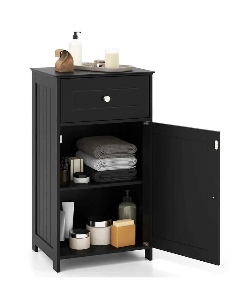 Slim Bathroom Storage Cabinet – Drawer, Single Door & Adjustable Shelf