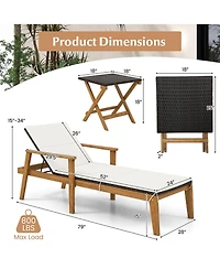 Gymax Set Of 4 Outdoor Chaise Lounge Chair Set w/ Armrests & 4-Level Backrest for Poolside