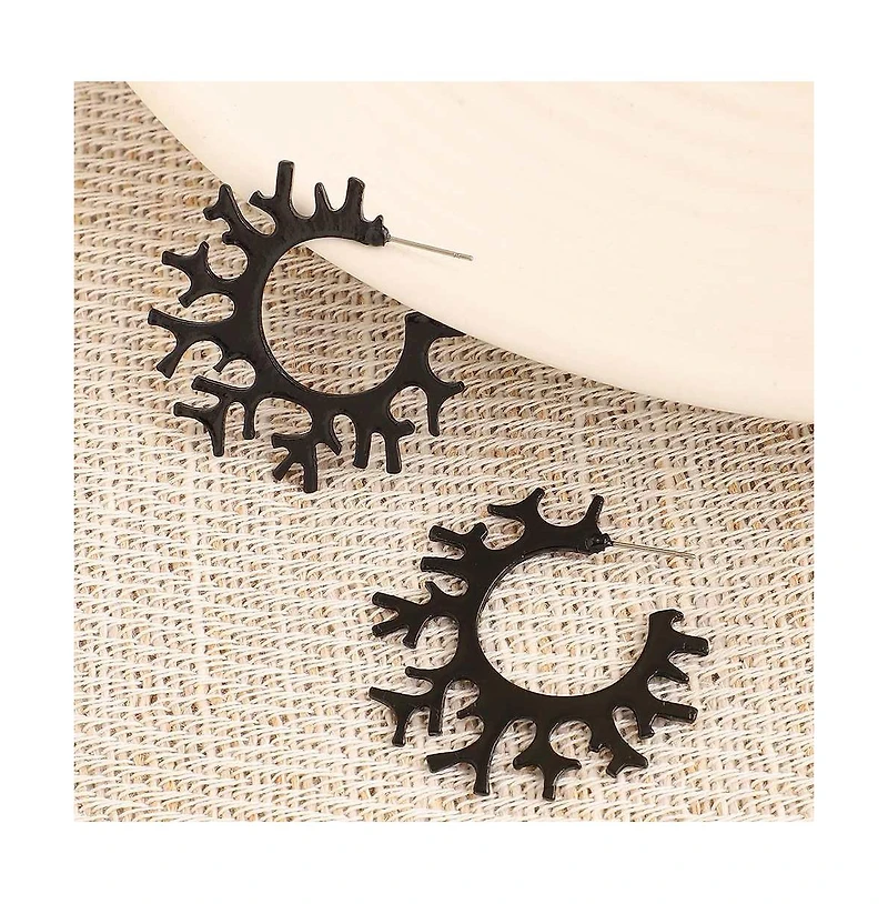 Sohi Women's Green Branch Hoop Earrings