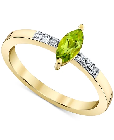 Macy's Peridot (1/2 ct. t.w.) & Diamond Accent Ring in 10k Yellow Gold