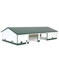 1/64 White & Green 60ft x 120ft Wooden Implement Shed w/ Side Doors Sta-219