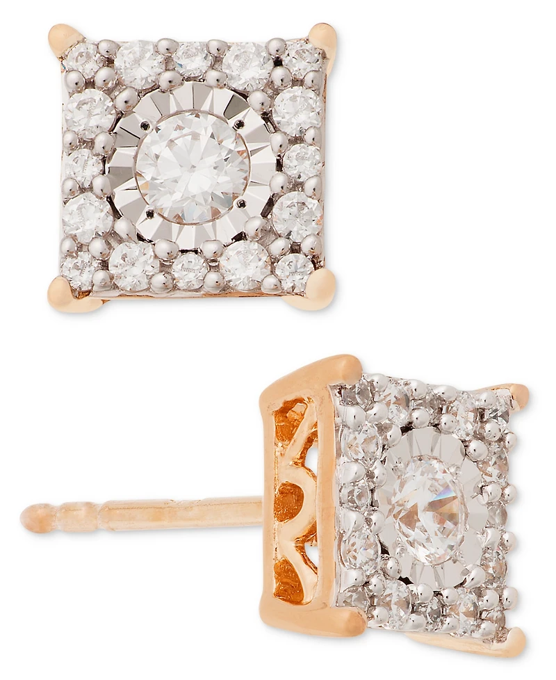 Diamond Cluster Stud Earrings (1/3 ct. t.w.) 14k White Gold, Yellow Gold and Rose