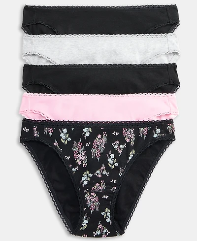 Charter Club Women's 5-Pc. Cotton Ribbed Bikini Underwear 10021574200, Macy's Exclusive