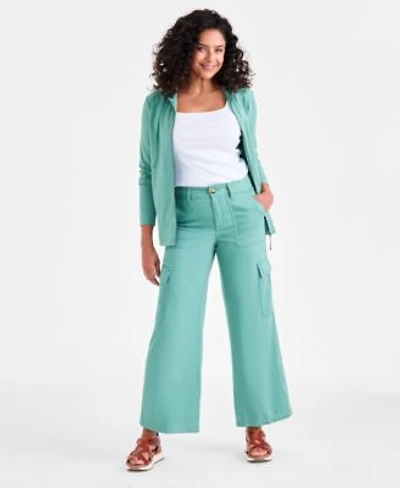 Style Co Womens Mid Rise Wide Leg Cargo Pants Macys Exclusive 2p 24w