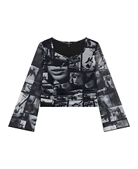 Guess Big Girls Printed Mesh Long Sleeve Top