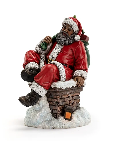 Napco 12" African American Santa on Chimney
