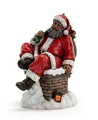 Napco 12" African American Santa on Chimney