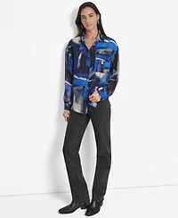 Dkny Women's Printed Voile Button-Front Shirt