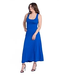 24seven Comfort Apparel Petite Slim Fit A-Line Sleeveless Maxi Dress