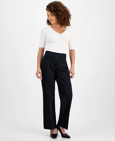 Anne Klein Petite Dot-Print Pull-On Ponte Pants