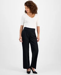 Anne Klein Petite Dot-Print Pull-On Ponte Pants