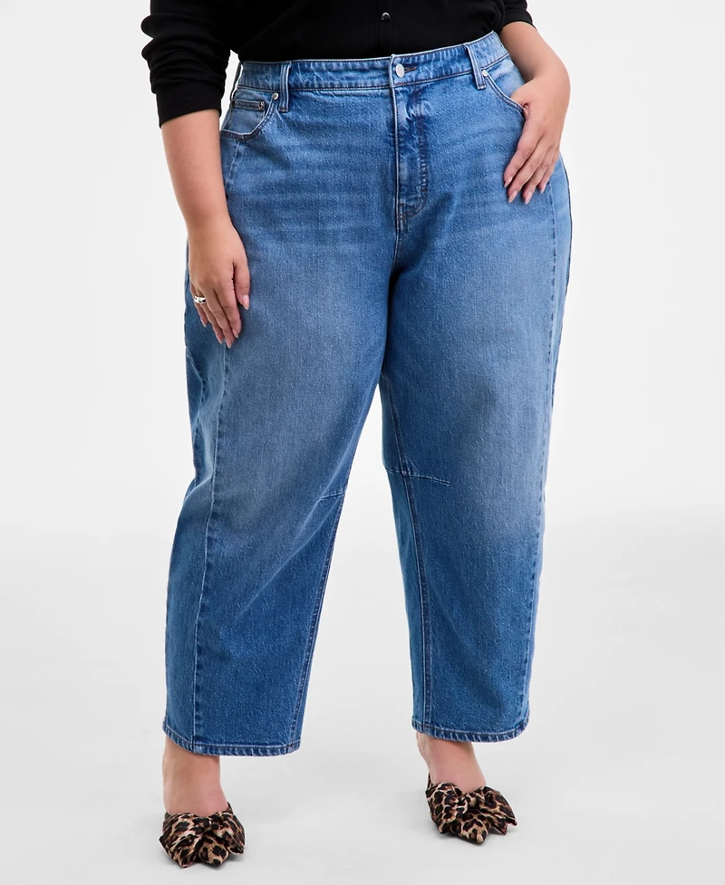 On 34th Trendy Plus High-Rise Cropped Barrel-Leg Jeans, Macy's Exclusive