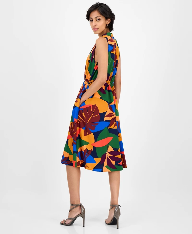 Sandra Darren Women's Printed Drawstring Midi Shirtdress