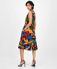 Sandra Darren Women's Printed Drawstring Midi Shirtdress