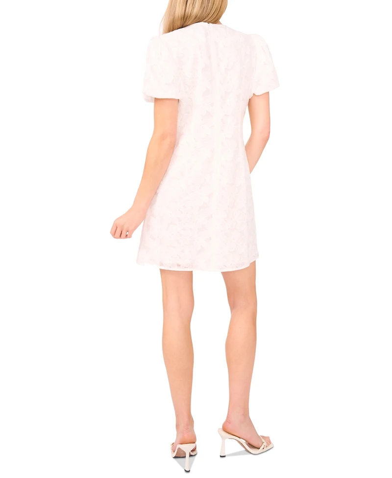 CeCe Women's Floral-Embroidery Puff-Sleeve Mini Dress