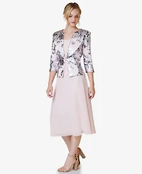 Jessica Howard Women's 2.Pc Floral-Print 3/4-Sleeve Jacket & Sleeveless Midi Dress