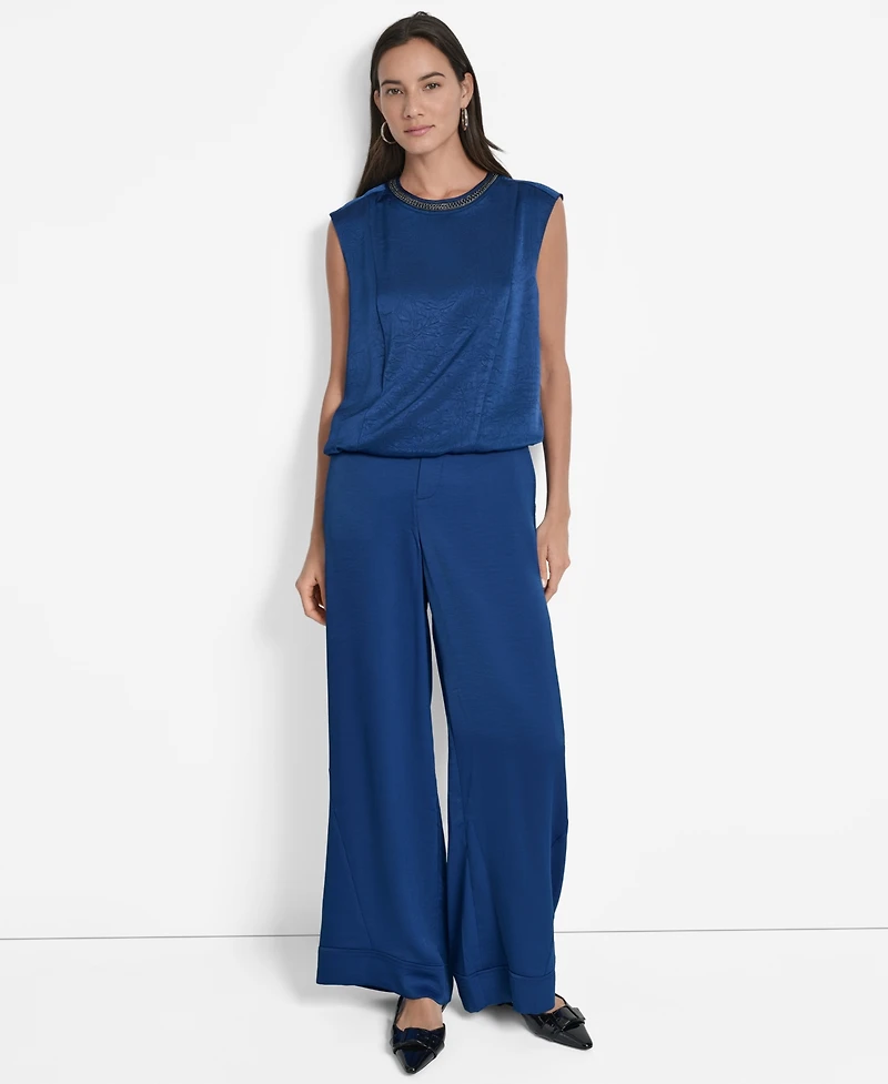 Dkny Women's Crinkle-Texture Chain-Neck Top