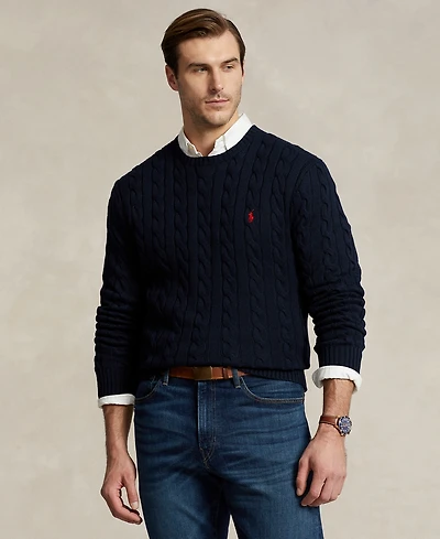 Polo Ralph Lauren Men's Big & Tall Cable-Knit Cotton Sweater