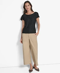 Dkny Women's Textured Boat-Neck Short-Sleeve Top