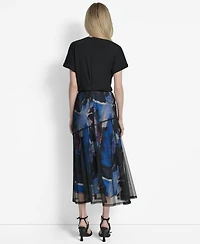 Dkny Women's Mixed-Media Printed-Skirt Dress