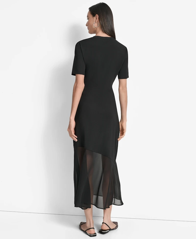 Dkny Women's Mixed-Media Mesh-Skirt Maxi Dress