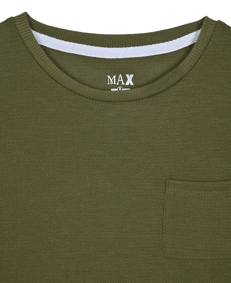 Max & Olivia Big Boys Waffle Thermal Top Shorts Pajama Set