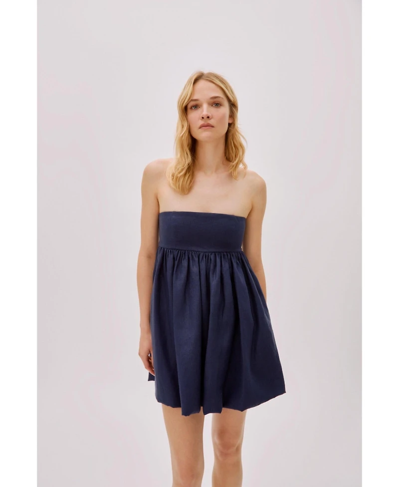 Mykonos Linen Strapless Dress