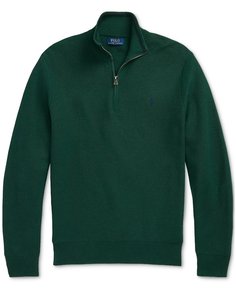Polo Ralph Lauren Men's Mesh-Knit Cotton Quarter-Zip Sweater