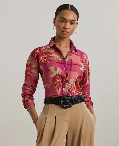 Lauren Ralph Petite Relaxed-Fit Floral Linen Shirt