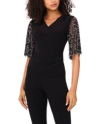 Msk Women's V-Neck Short-Sleeve Top