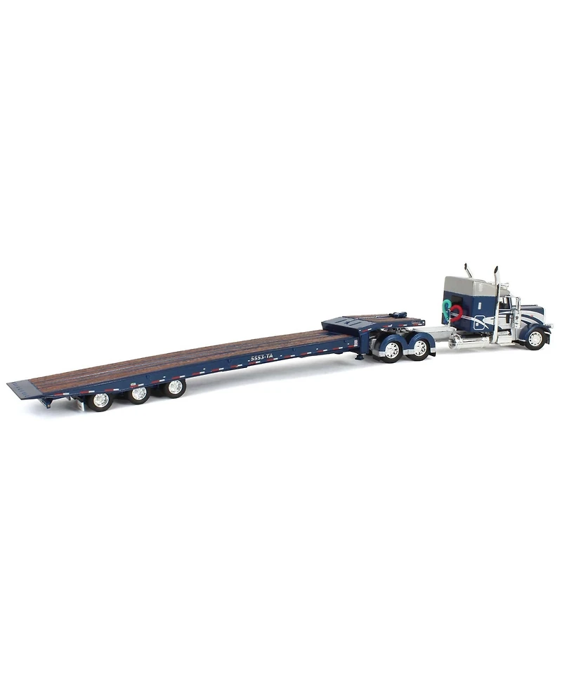 1/64 Peterbilt 389 w/ Talbert 5553T Traveling Axle Trailer Blue Dcp