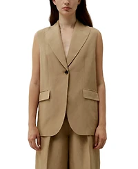 Single Button Sleeveless Lapel Blazer