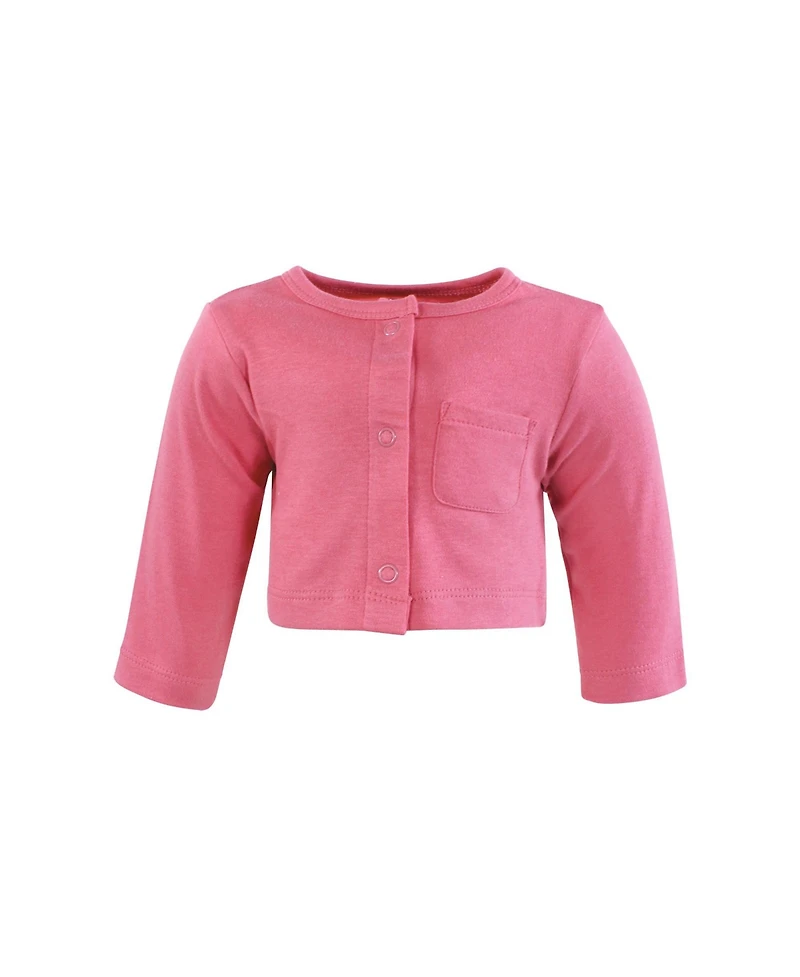 Hudson Baby Girls Cotton Dress and Cardigan Set, Strawberry Love