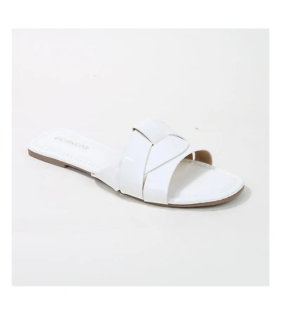 Topaz Patent Woven Slides