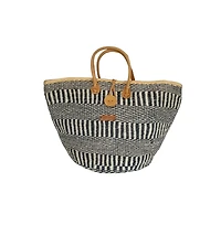 Balance Stripes Handwoven Beach Straw Tote Basket