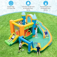 Inflatable Water Slide with Dual Slides and Splash Pool Bounce House with 735W Blower - Multi