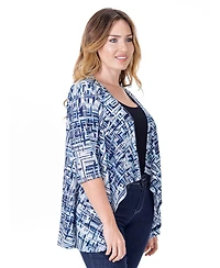 24seven Comfort Apparel Petite Elbow Length Sleeve Open Cardigan Jacket