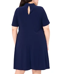 Msk Plus Short-Sleeve Keyhole Sheath Dress