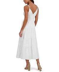 Siena Women's Cotton-Blend Spaghetti-Strap Tiered Maxi Dress