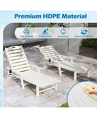 Gymax Patio Chaise Lounge Chair Hdpe Recliner w/ 4-Position Backrest Outdoor