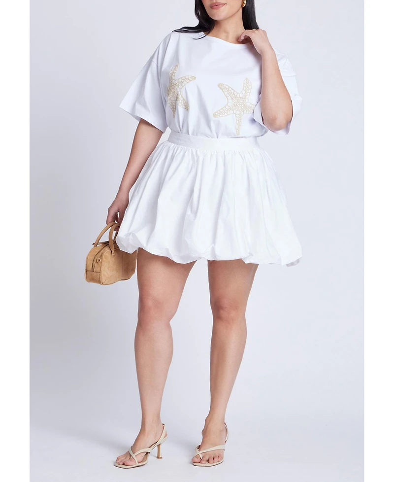 Eloquii Women's Plus Embroidered Starfish Tee