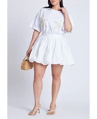 Eloquii Women's Plus Embroidered Starfish Tee